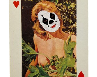 Eight of Hearts ICP Juggalette (Gold Frame) - Hand-Painted Vintage Nudie Playing Card