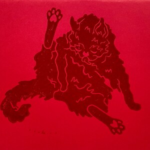Linoleum Blok gedrukte Valentijnsdag Kaart: "Als ik aan je denk, raak ik mezelf aan"