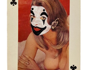 Nine of Clubs ICP Juggalette (Red-ish Wood Frame) - Hand-Painted Vintage Nudie Playing Card
