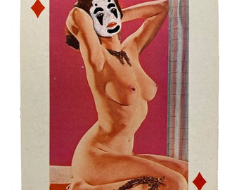 Two of Diamonds ICP Juggalette (Black Frame) - Hand-Painted Vintage Nudie Playing Card