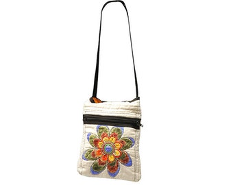 Talavera Quilted Cotton Muslin Cross-Body Bag by textile artist Laura Baumann