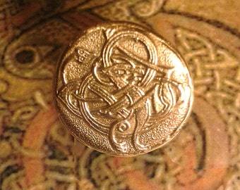Dragon celte - Bague bronze faite main - Art celtique - Archéologie - Calligraphie