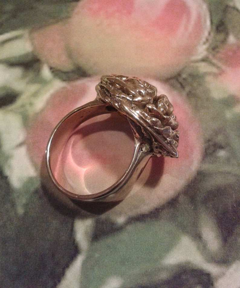 Peach Handmade bronze ring Peach core Summer fruit Orchards Nature image 2