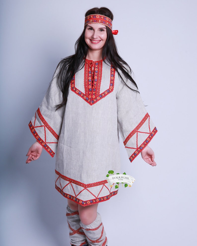 Woman linen shirt Ceremonial shirt Linen tunic Slavic | Etsy