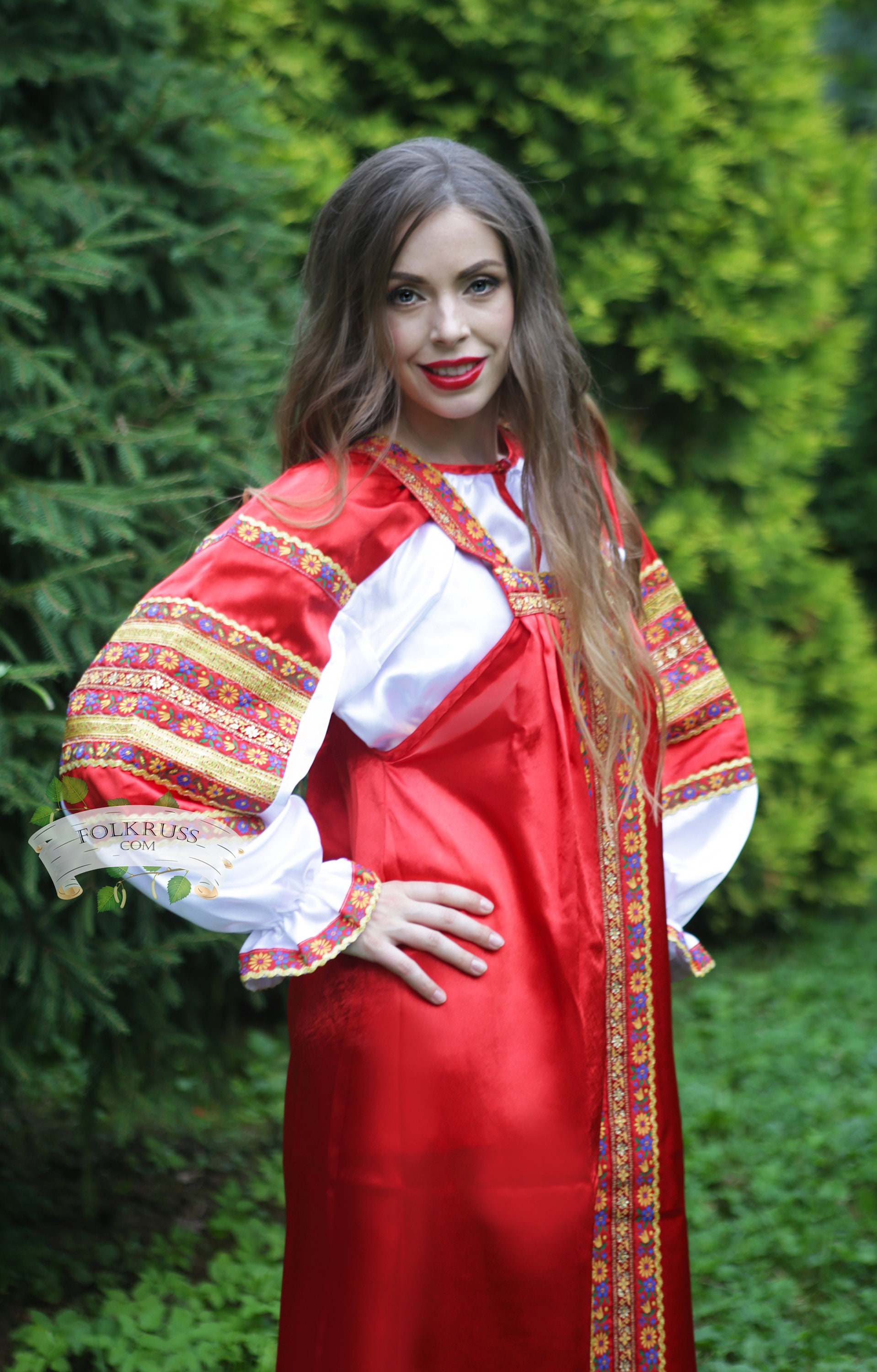 Russian Traditional Slavic Silk Dress Vasilisa For Woman Silk Etsy