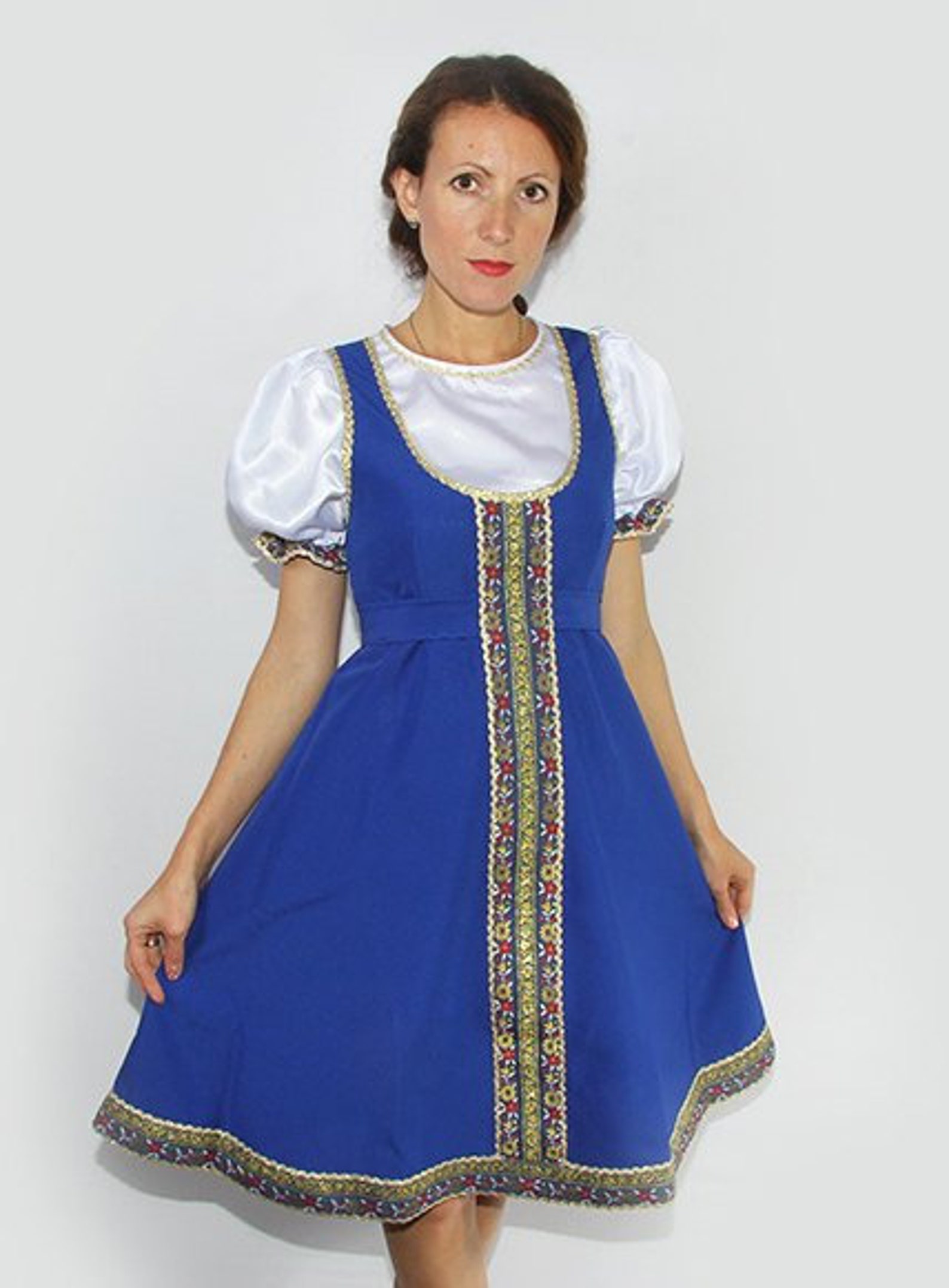 Playful traditional Russian red dress for woman Etsy