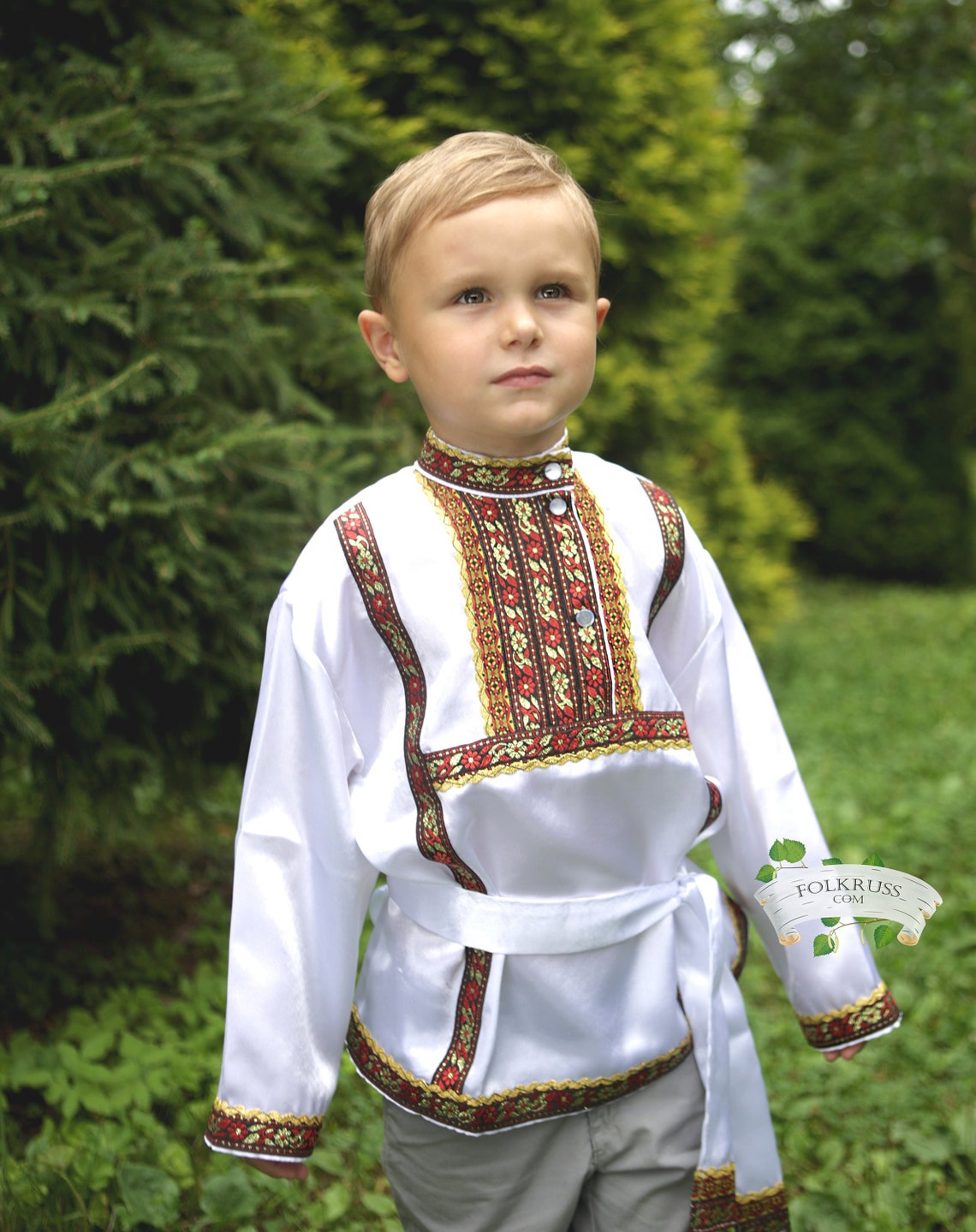 Shiny Russian traditional silk shirt Kosovorotka Slavic | Etsy