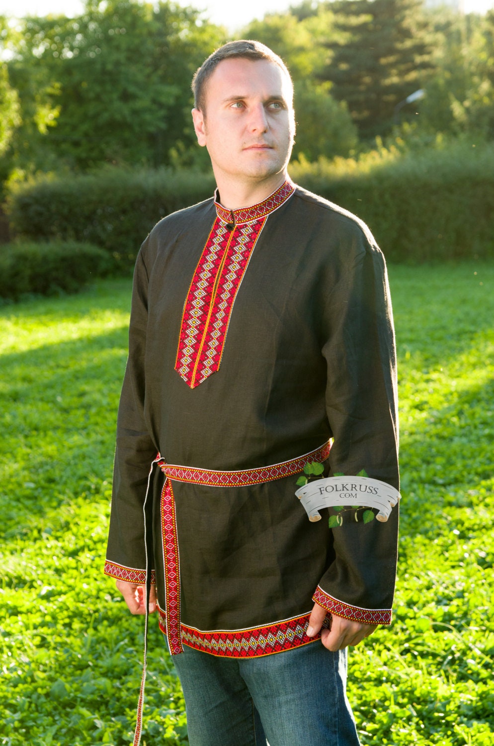 Elegant traditional Russian linen shirt Elisey Kosovorotka | Etsy