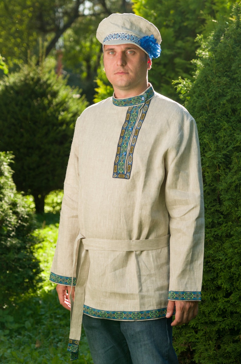 Original Russian Kosovorotka Russian traditional slavic linen E