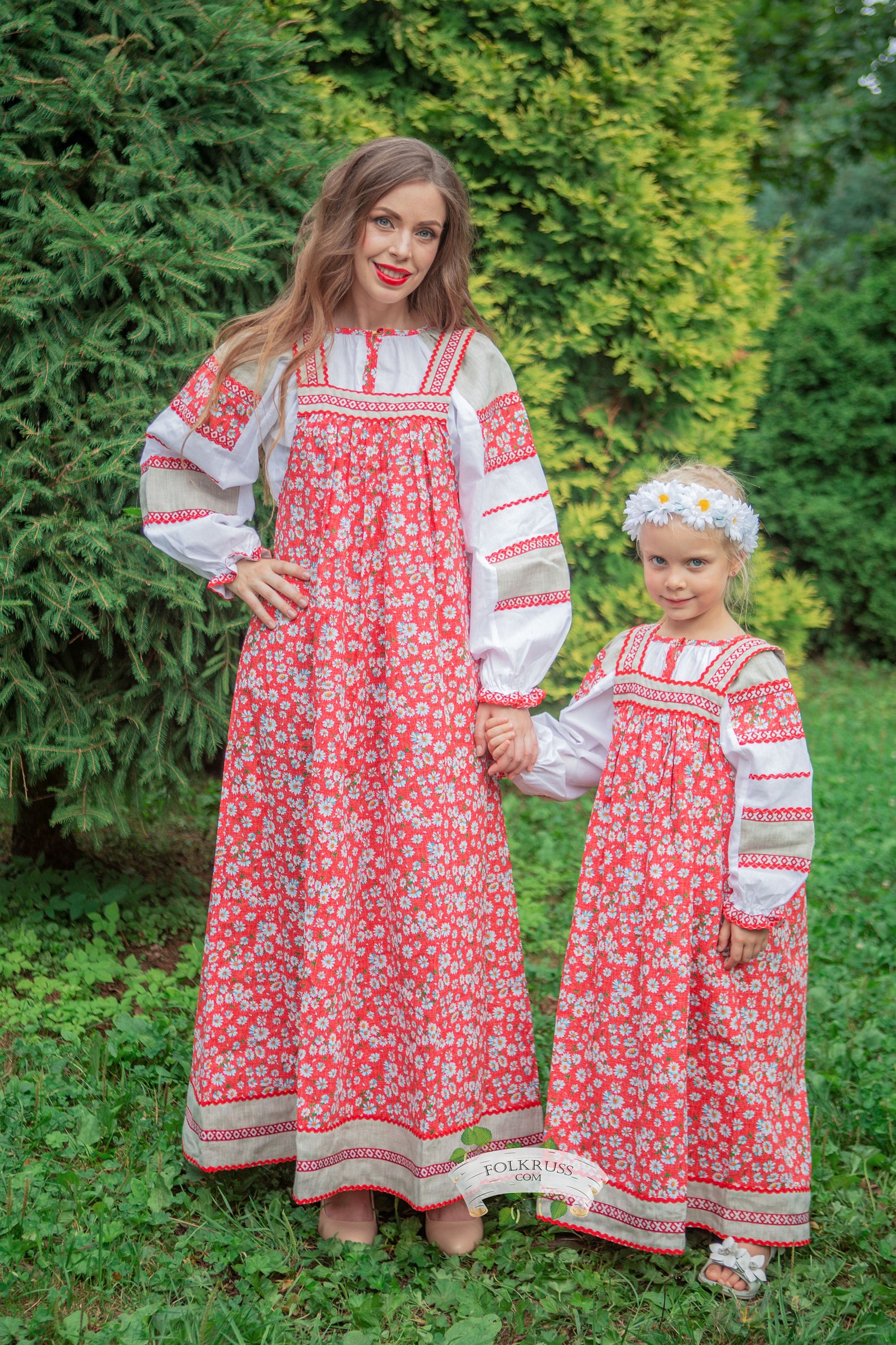 Flowered Russian Traditional Slavic Dress Mashenka For Girls Etsy