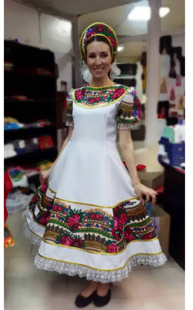 Gentle Dress Russian Dance Costume Scenic Costume White Etsy