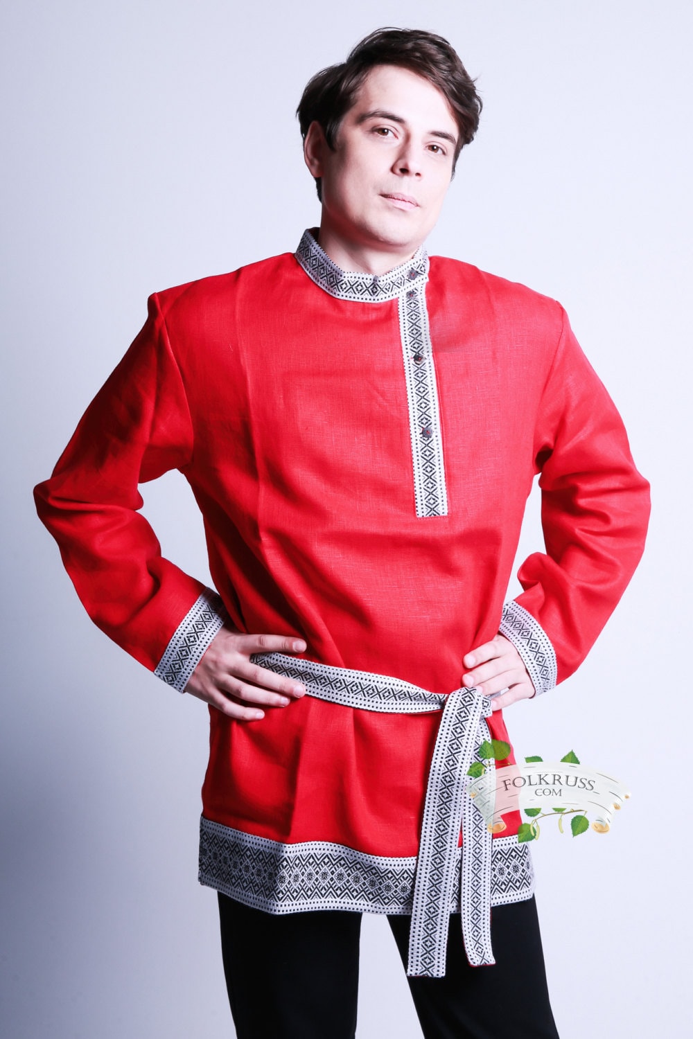Russian traditional slavic linen shirt Kosovorotka Yaroslav | Etsy