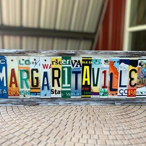 Margaritaville license plate sign, its 5 O'clock somewhere, key west, island life, tiki bar decor, housewarming gift, jimmy buffet, beach.