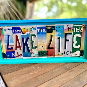 Lake Life sign, lake house decor, mothers day gift, boating, fishing, gift for mom, housewarming gift, license plate sign art, on lake time