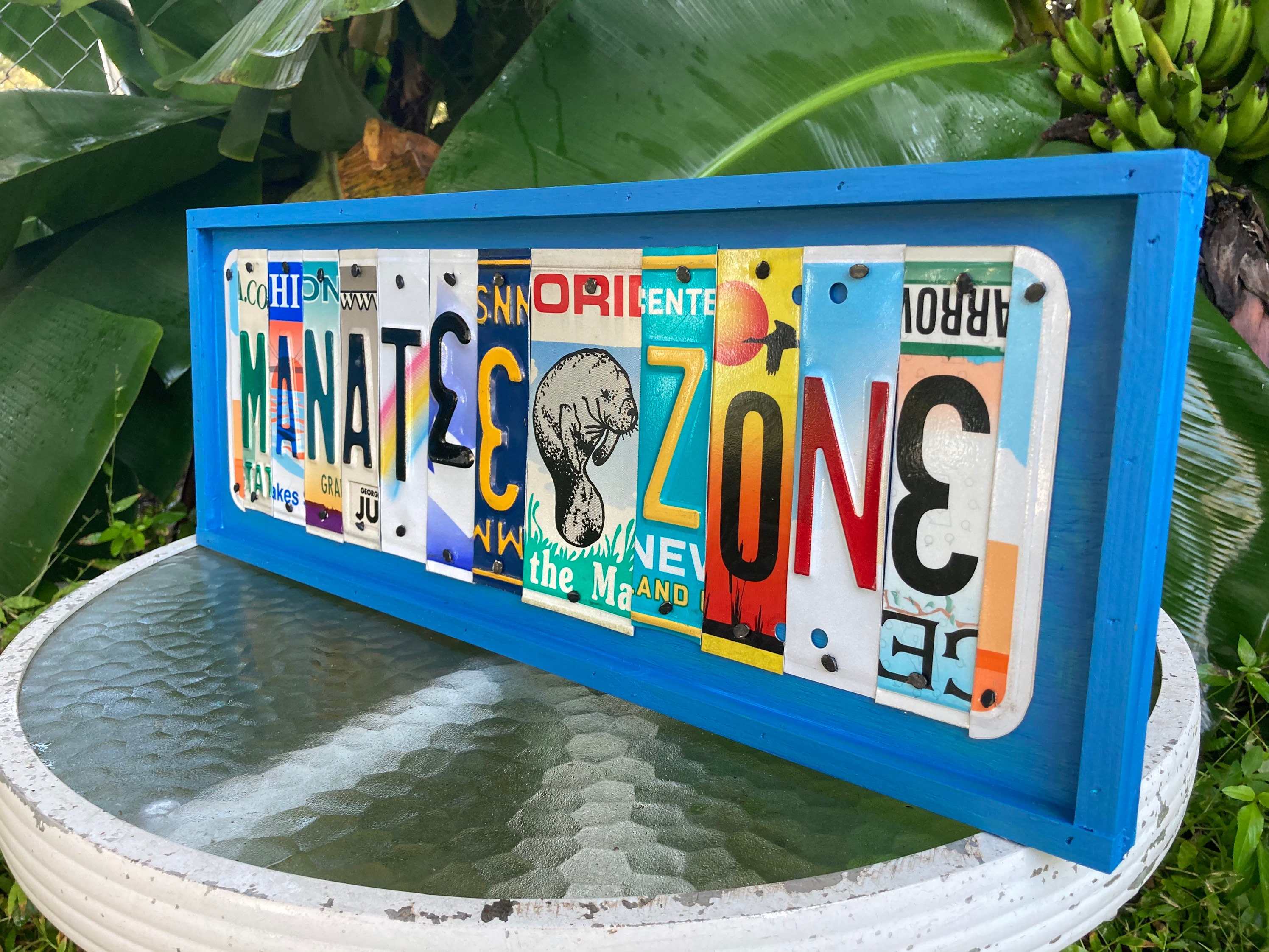 Manatee sign art license plate sign gift florida springs | Etsy