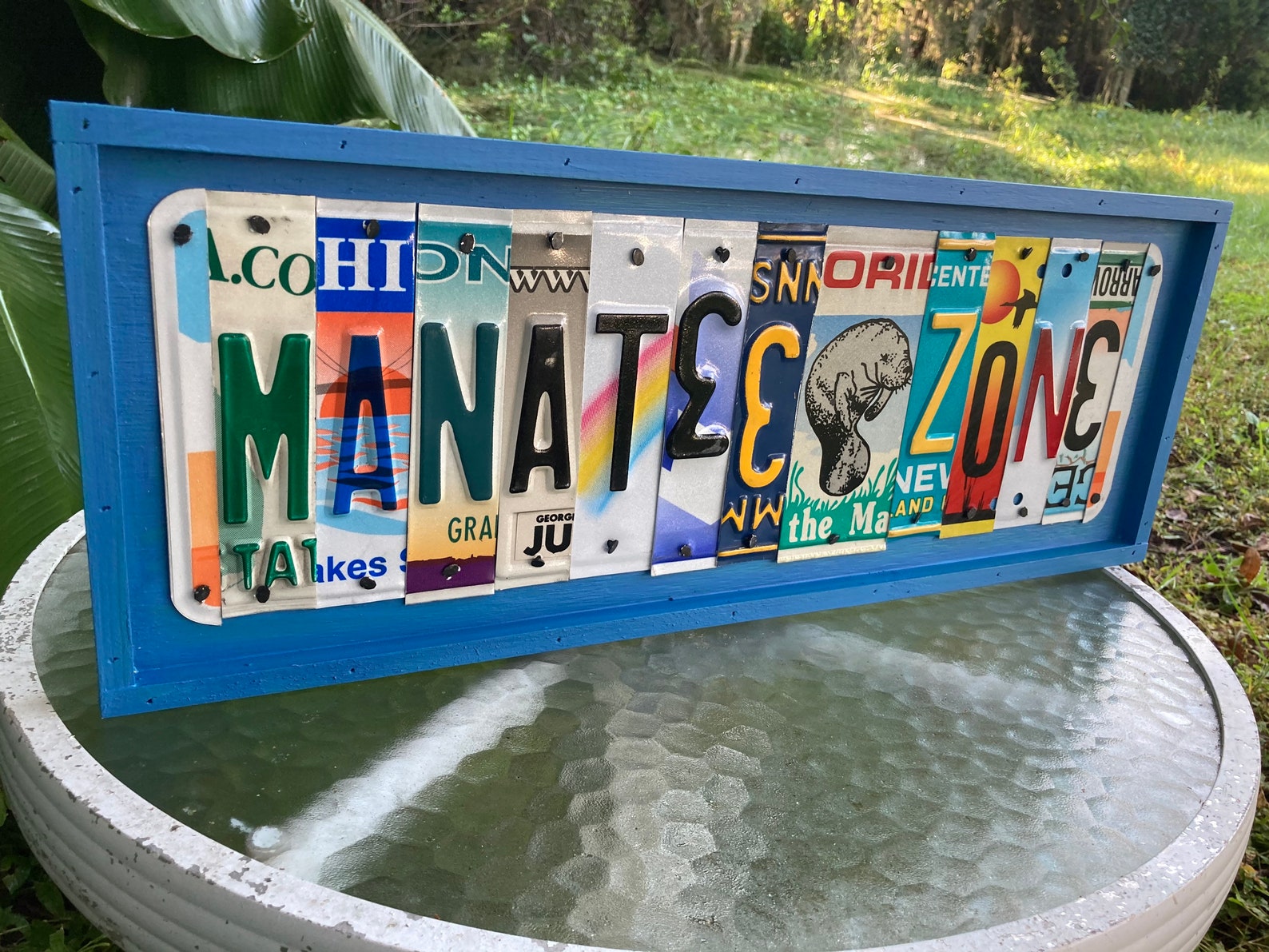 Manatee sign art license plate sign gift florida springs | Etsy