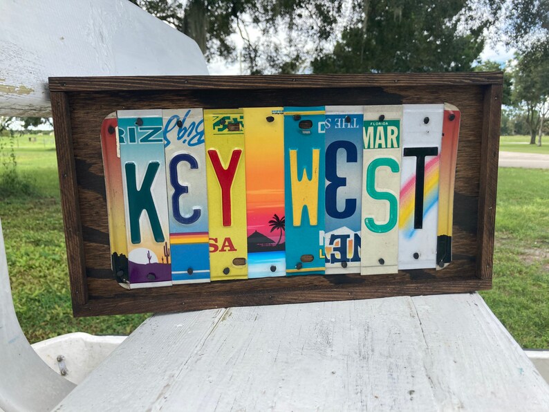 KEY WEST sign license plate sign beach decor Florida Keys Etsy