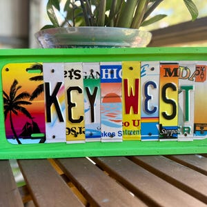 KEY WEST sign license plate sign, beach decor, Florida Keys sign, beach cottage, margaritaville, island life, tropical, conch-style