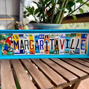 Handmade Margaritaville License Plate Sign, Tiki Bar Decor