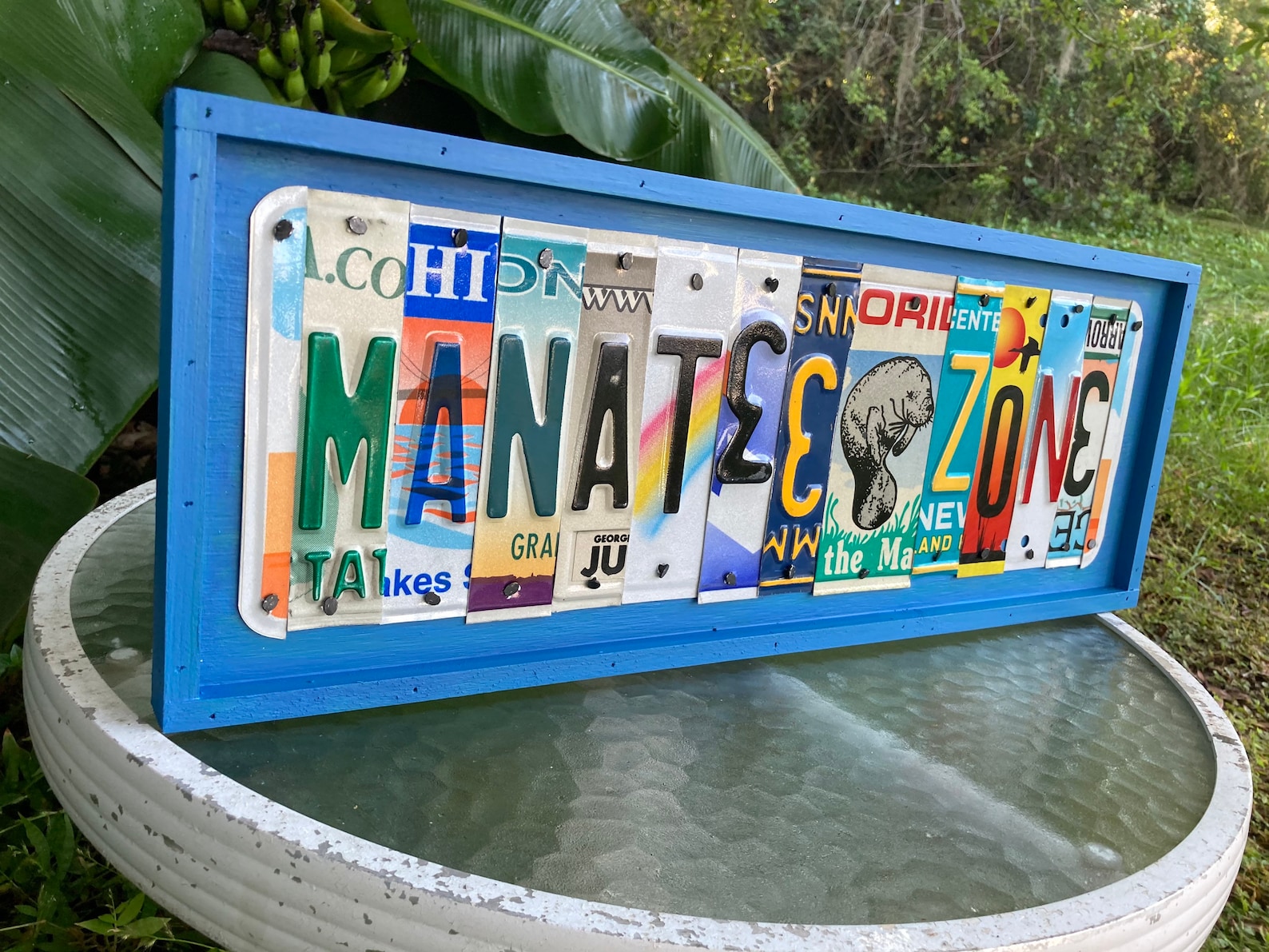 Manatee sign art license plate sign gift florida springs | Etsy