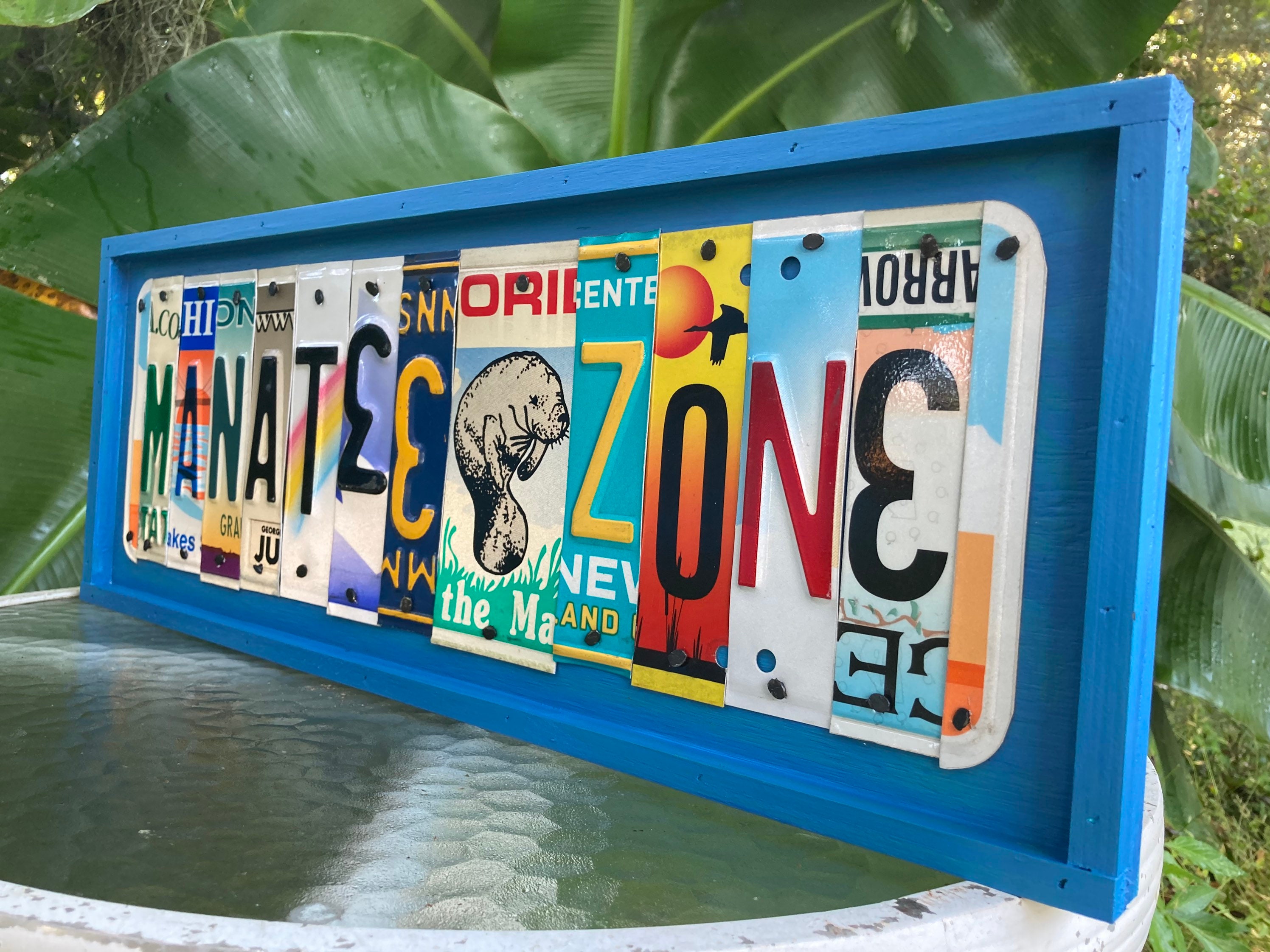 Manatee sign art license plate sign gift florida springs | Etsy