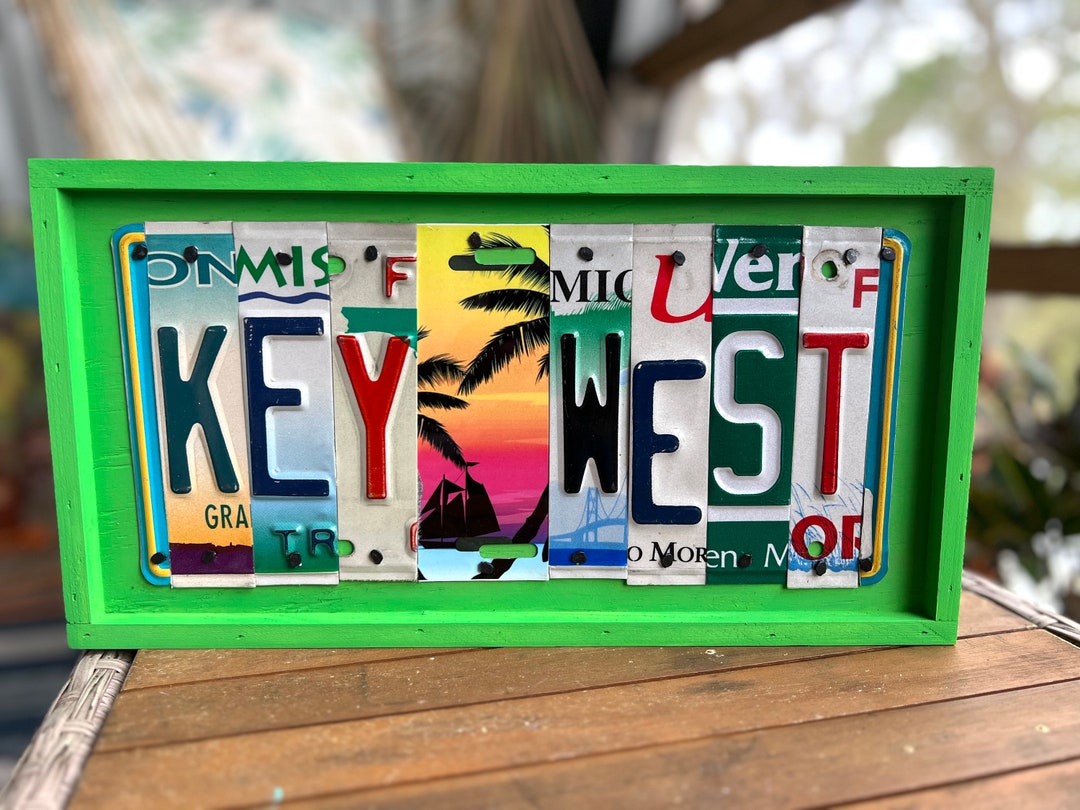 KEY WEST Sign License Plate Sign, Beach Decor, Florida Keys Sign, Beach