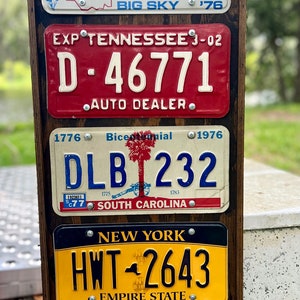 Display frame for 5 license plates empty wood frame gift home decor man cave garage for vintage collectible license tags