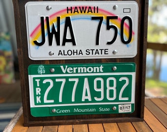 Handmade Wood License Plate Display Frame: Man Cave Garage Decor