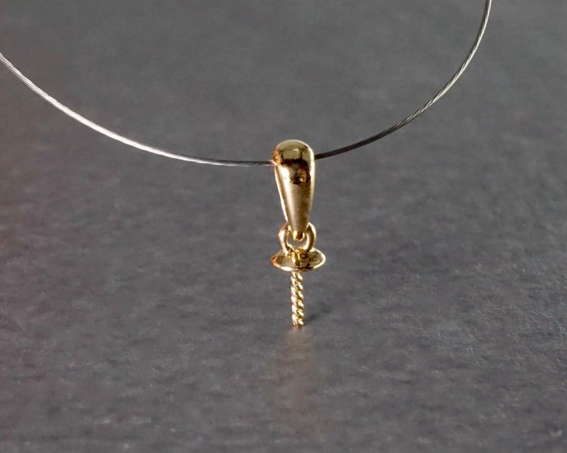 18K Solid Yellow Gold Pendant Bail With 2.8mm Pearl Mounting Etsy