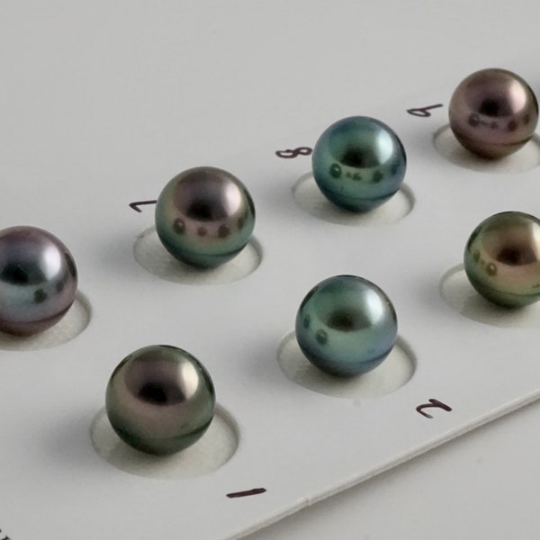 9mm Peacock Near Round Tahitian Pearl, 1 pearl, Loose Tahitian Pearl, Tahitian Pearl for Settings, PT2861