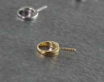18k Yellow Gold Pendant Bail with peg, 4.5mm Ring, 18K Solid White Gold Pendant Bail with peg, FG206