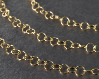 14K Solid Yellow Gold 3.5mm Round Cable Chain,14k Solid Yellow Gold Extender Chain, FG087