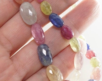 10'' Multi Color Sapphire Faceted Oval Nuggets, SM3302