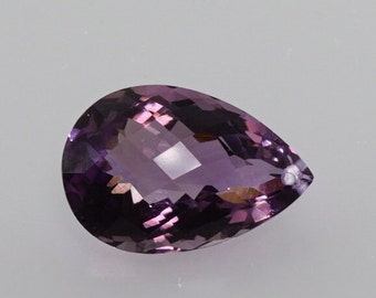 16x14mm, 24ct. Natural Amethyst Checkerboard Pear Cut Drilled, Loose Gemstone Drilled, 30PA11