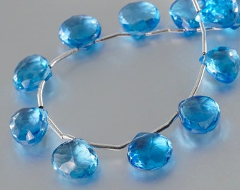 9 to 10mm Swiss Blue Topaz Faceted Heart Briolettes, TS4202