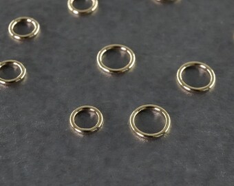 14K Solid Yellow Gold 4mm 5mm Round Closed Jump Ring, 14K Solid White Gold 4mm 5mm Round Closed Jump Ring,2pcs, FG086