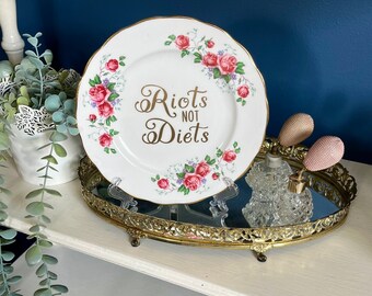 Decorative Plate - Riots Not Diets - Body Positive Wall Art - Modern Feminist Home Decor - Girl Gang Gift - Present for Women