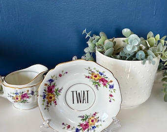 Decorative Plate - Twat - Funny Decorative Saucer - Rude Gift For Friends - Funny Dish For Display - Housewarming Present - Sassy Home Decor