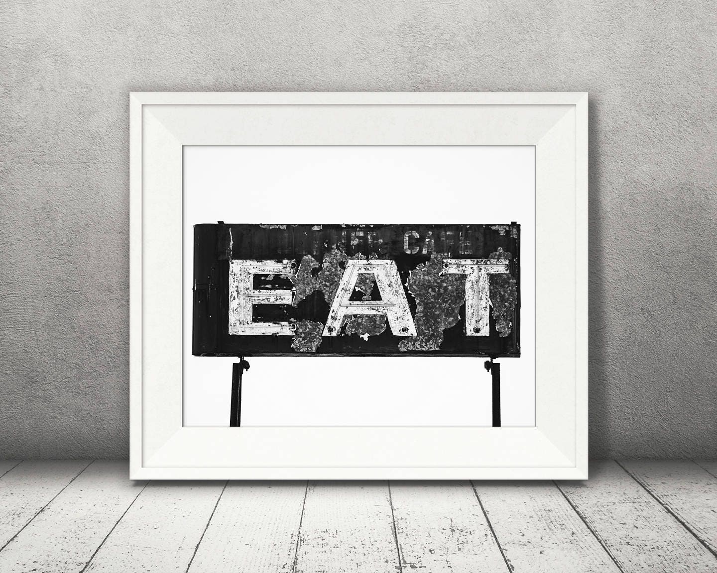 Museum Sign Eat Vintage Diner Eat Sign Photograph - Fine Art Print - Wall Decor - Black ...