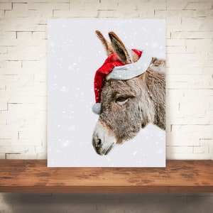 Donkey Christmas Photograph - Color Photo - Fine Art Print - Wall Art - Farmhouse Decor - Pictures Donkeys - Rustic Decor - Country - Snow