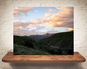 Fotografía de puesta de sol de montaña - Impresión de bellas artes - Fotografía en color - Decoración de pared - Imágenes Montañas - Impresiones de puestas de sol