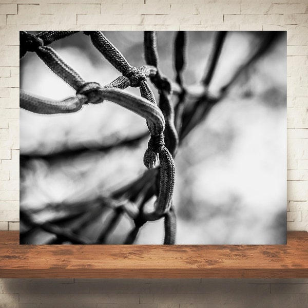 Basketball Net Photograph - Black White Photography - Fine Art Print - Wall Decor - Sports Pictures - Man Cave Decor - Gifts