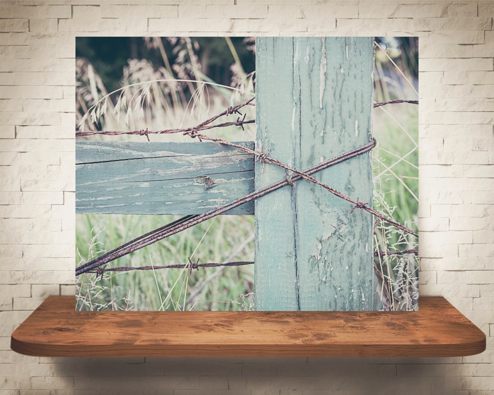 Barbed Wire Fence Photograph Fine Art Print Color Etsy