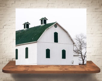 White Barn Photograph - Fine Art Print - Color N&B Photography - Farm Wall Art Decor - Photos Granges - Farmhouse Decor - Rustic