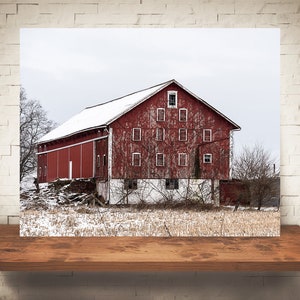 Red Barn Photograph - Fine Art Print - Color Photography - Wall Art -  Farm Pictures - Farmhouse Decor - Winter - Country Decor