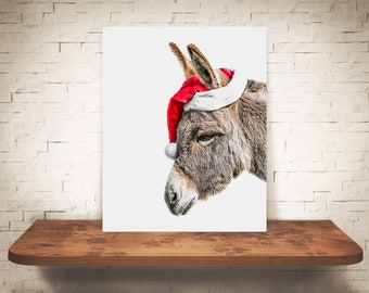 Donkey Christmas Photograph - Color Photo - Fine Art Print - Wall Art - Farmhouse Decor - Animal Pictures - Rustic Decor - Country - Donkeys