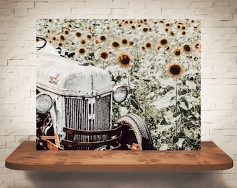 Tractor Sunflower Photograph - Fine Art Print - Color Photography - Wall Art - Pictures Sunflowers - Farmhouse Decor - Country Flowers