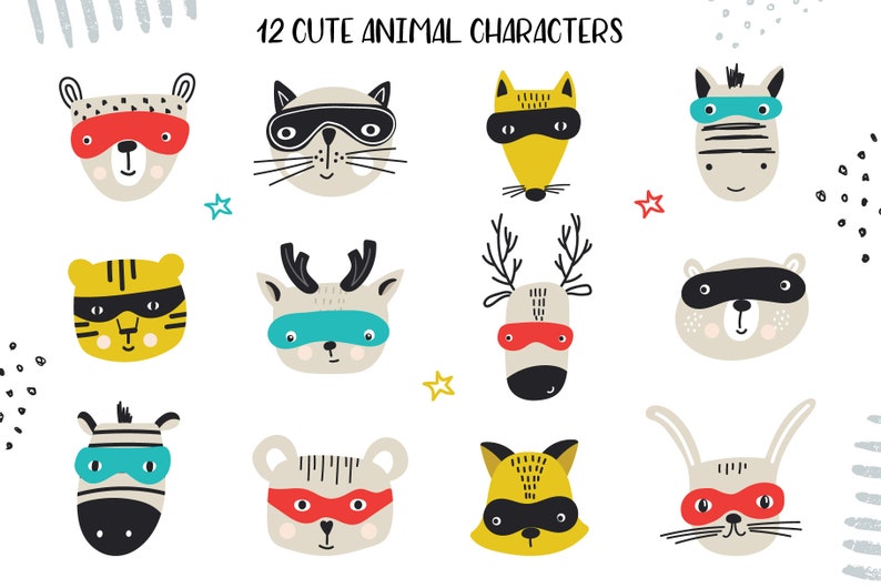 Super hero digital kids vector clipart Child PNG illustrations Animals character creator Graphic design Digital paper Commercial use image 3