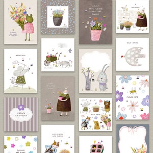 Spring clipart Baby birth announcement Wildflower bouquet Digital editable invitation template Handcrafted kids animals Birthday number PNG image 6