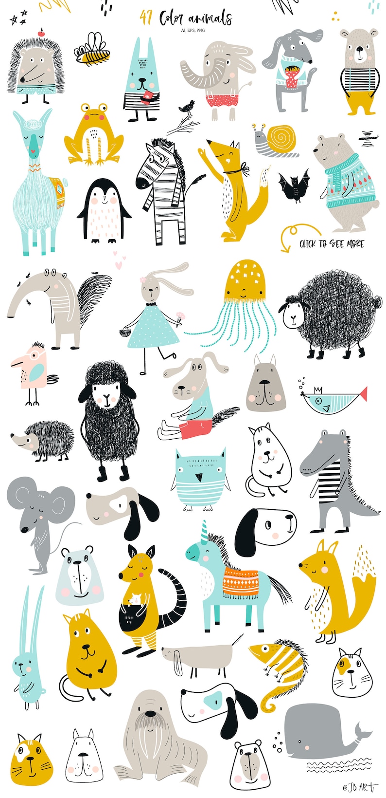 Kids clipart with animals, lettering, zoo ABC Vector illustration in scandinavian style zdjęcie 3